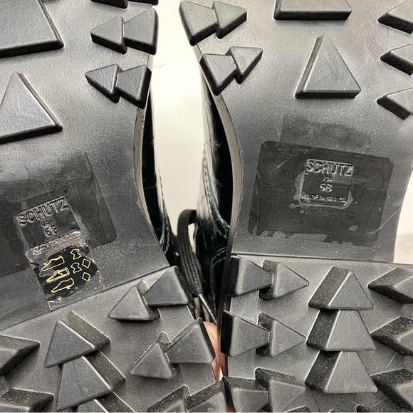 New! Schutz Chunky Lug Sole Lace Up Croc Embossed Leather Boot 6B - Picture 9 of 12